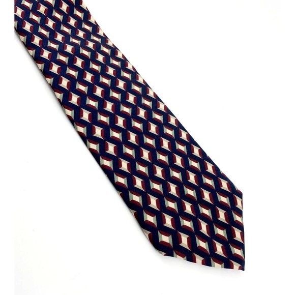Brooks Brothers Men's Necktie. Blue with Geometric Pattern. Silk. VGC! - Picture 1 of 4